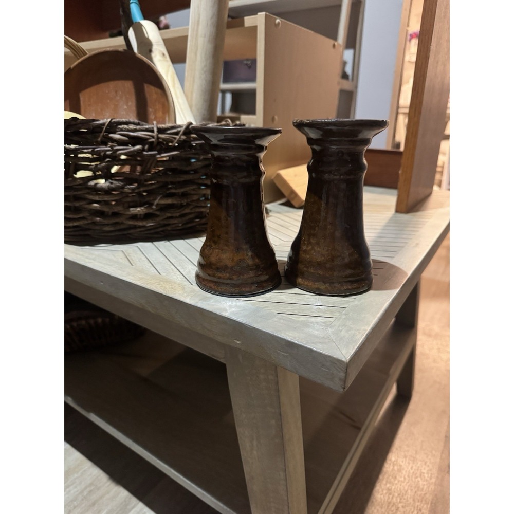 A small, Candle Holders crafted from burl wood, organic wood grain patterns. - Picture 3 of 4